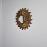 Miroir en terre cuite du milieu du siècle années 1960 42cm
