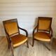 2 vintage style Directoire or Empire armchairs / cabriolets – orange velvet