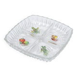 Plateau apéritif vintage en verre compartimenté années 1950