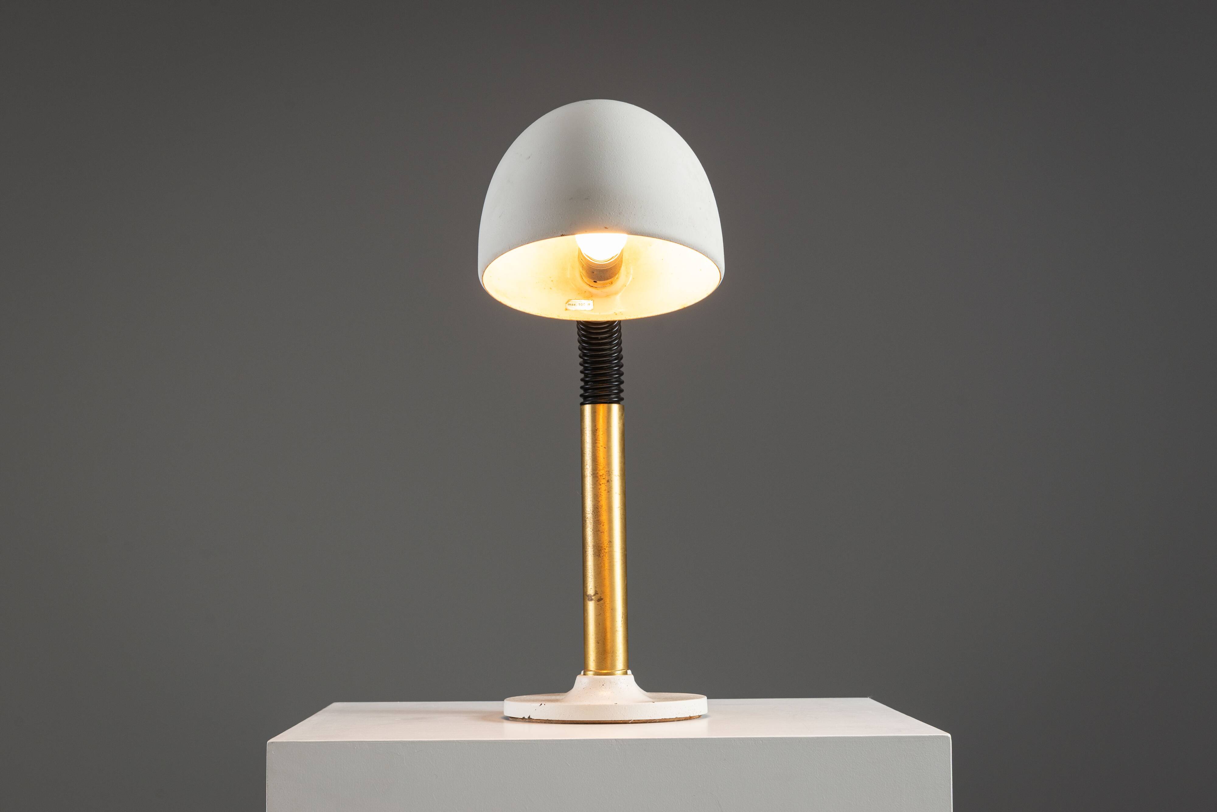 Egon Hillebrand desk lamp in white metal with brass accents