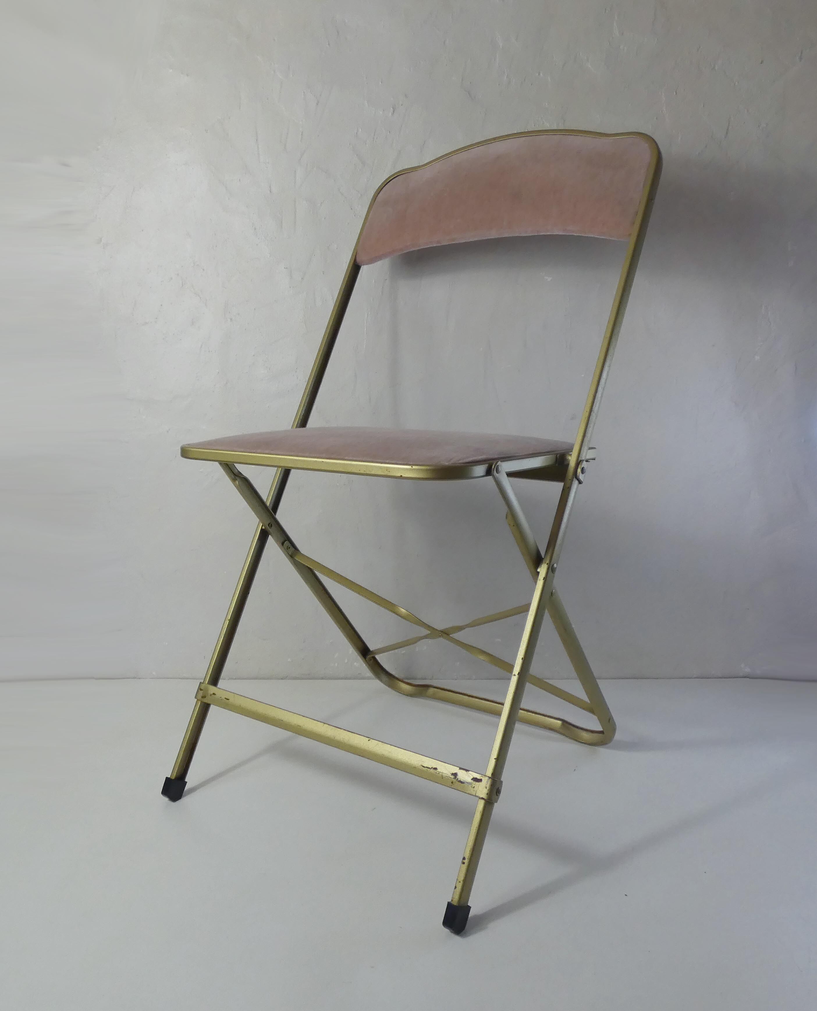 Folding chair chaisor powder pink velvet
