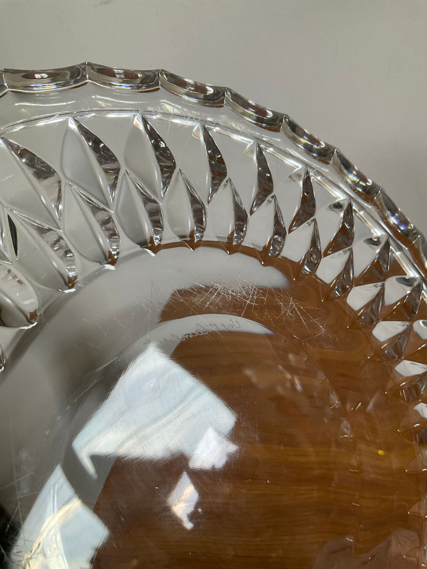 Ensemble cristal Val St Lambert plateau et 2 dessous de bouteille 