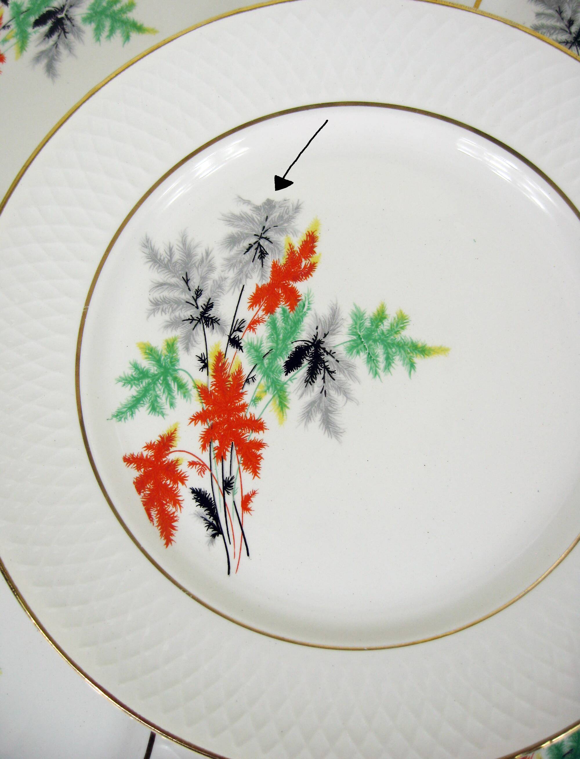 6 dinner plates - Orchies Moulin des Loups France - vintage 50s
