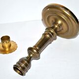 Old candlestick candleholder in gilded bronze, torch with pearl frieze 18cm