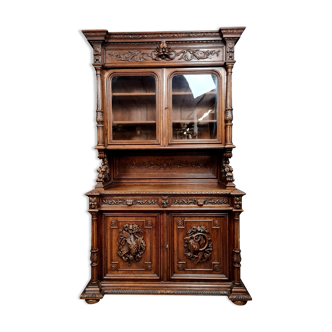 Buffet library of hunting lodge in solid oak around 1850