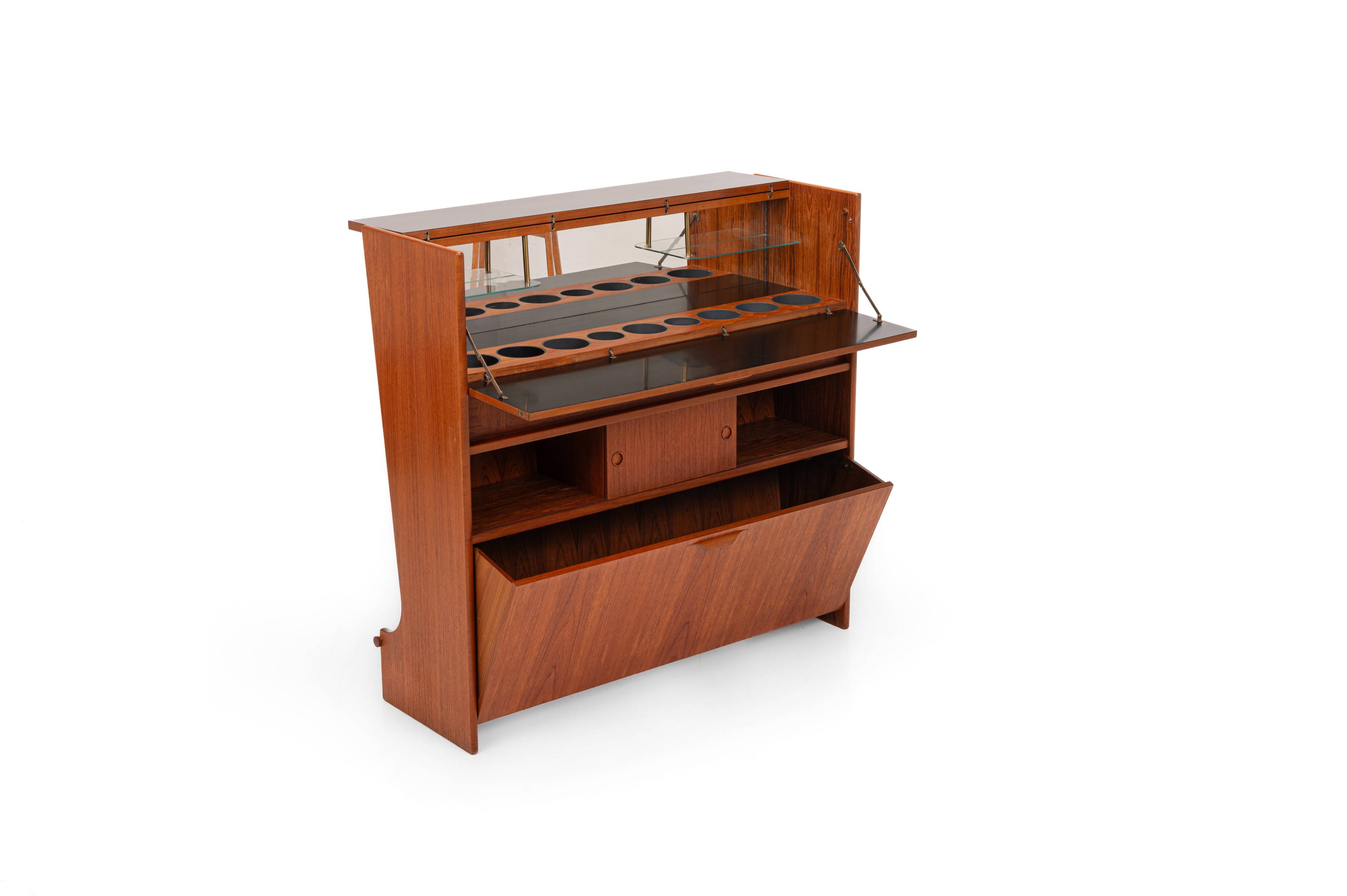 SK661 Cocktail Cabinet and Bar Stools by Johannes Andersen for Skaaning & Son 1960s