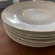 Lot of six flat plates, crockery, old white, gilded