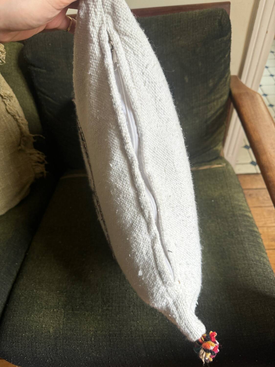 Coussin berbère marocain blanc en coton
