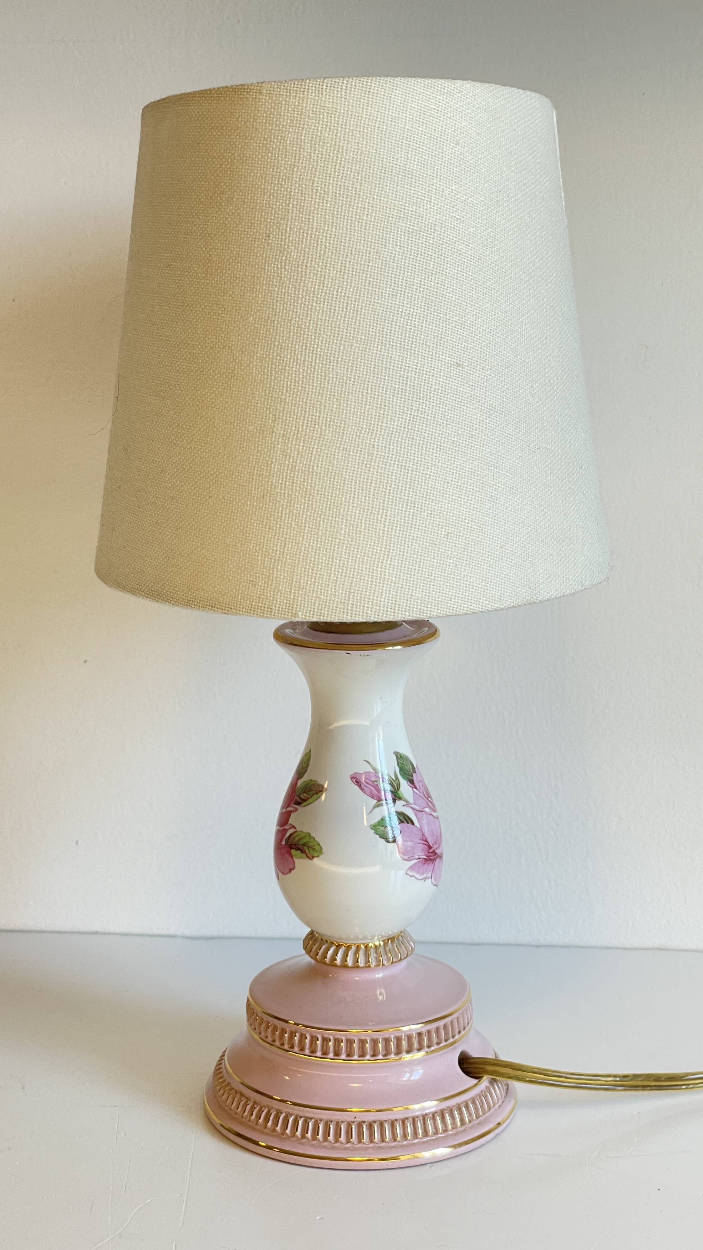 Lampe céramique italy roses et or