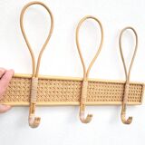 Rattan wall-mounted coat rack