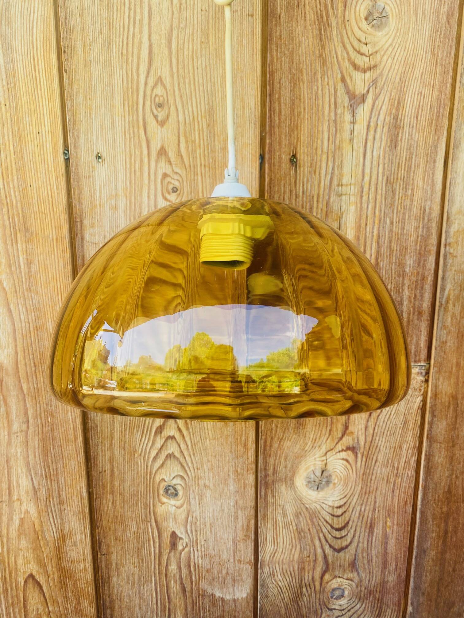 Amber glass pendant from the 1970s.