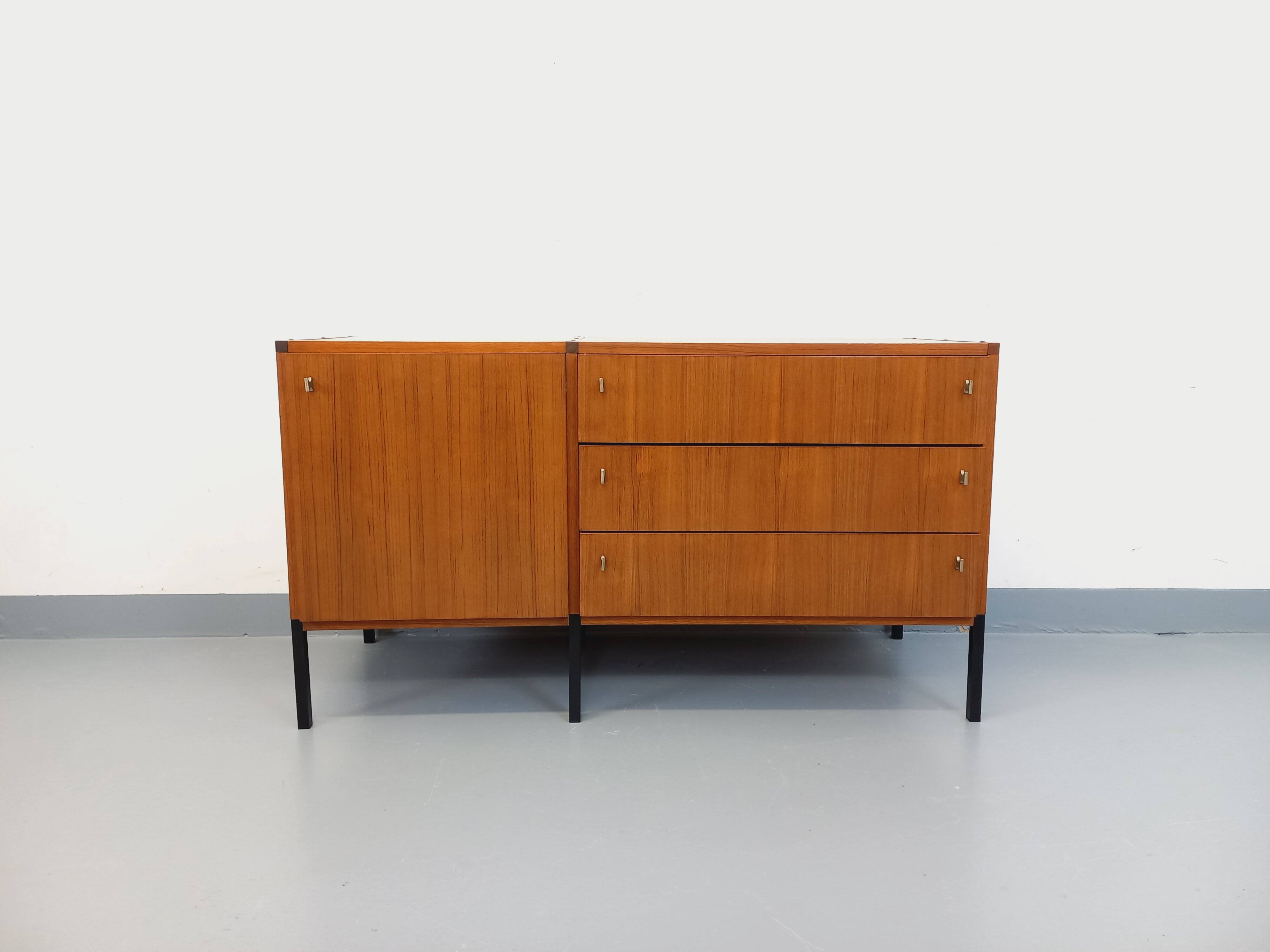 Vintage modernist enfilade ARP Minvielle by Guariche Mortier Motte teak
