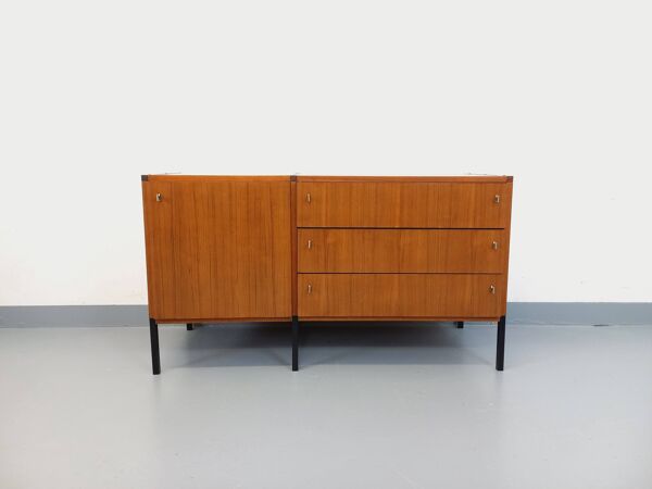 Enfilade moderniste vintage ARP Minvielle par Guariche Mortier Motte teck