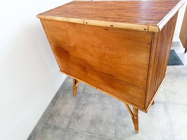 Buffet en demi jonc de rotin , années 60'