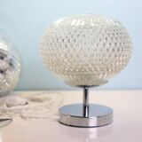 Vintage table lamp, diamond-style glass globe