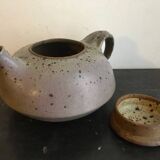 Teapot + 4 bowls in pyrite stoneware from Puisaye, Mr. Isambert Robert Deblander