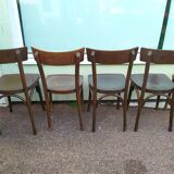 Set of 8 wooden bistrot bar chairs - vintage
