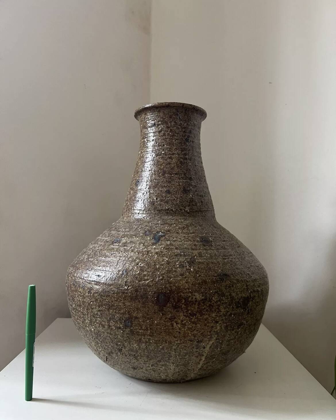 Large stoneware lamp base vase, 1970s vintage