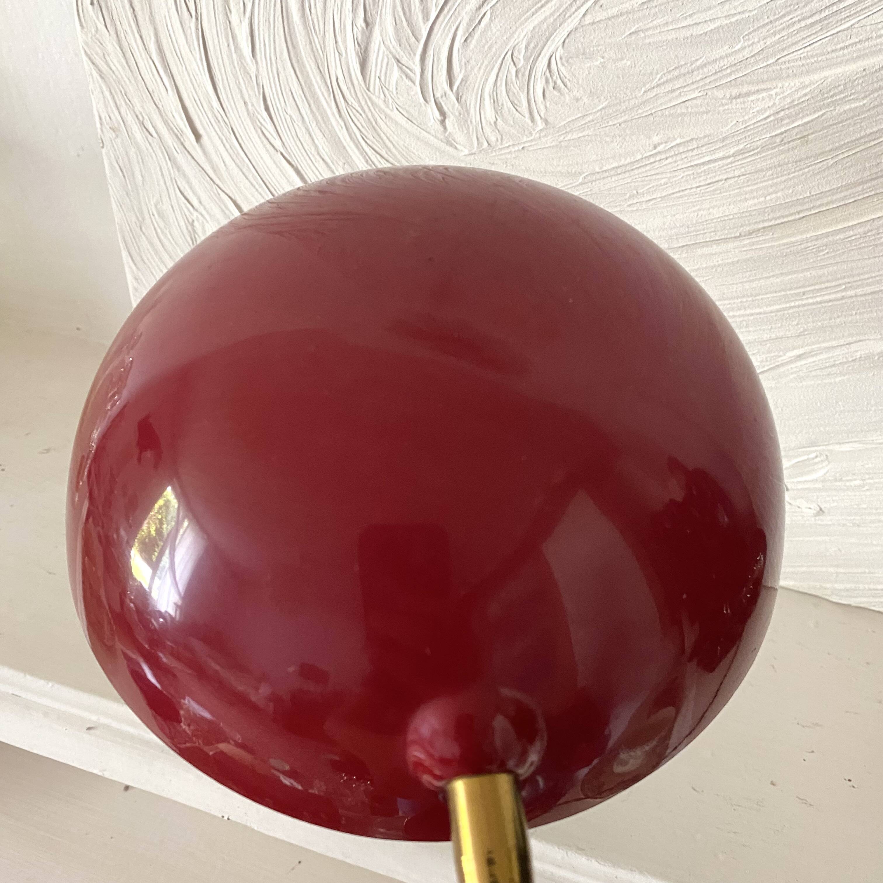 Articulated desk lamp, 1960s, burgundy and gold