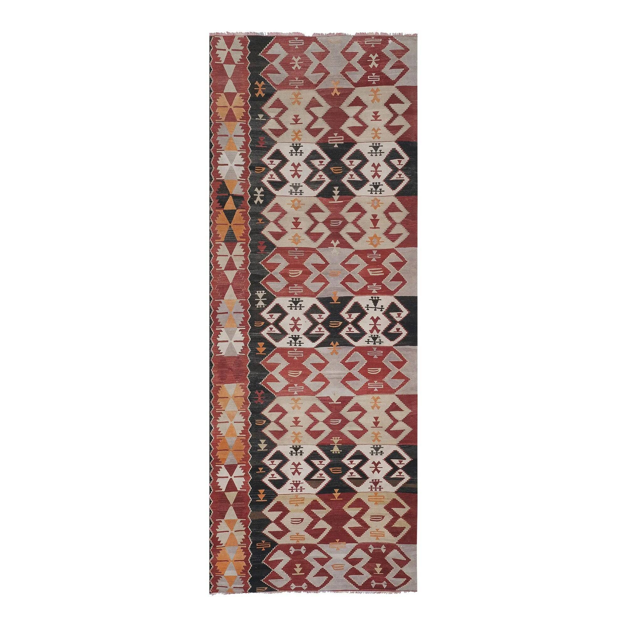 Vintage Turkish hallway rug 140x369 cm