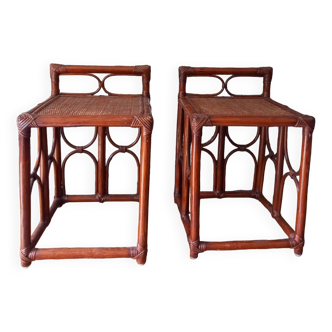 2 rattan bedside tables