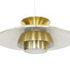 Brushed aluminum pendant light with golden finish, Denmark 1970