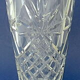 Conical carved crystal vase