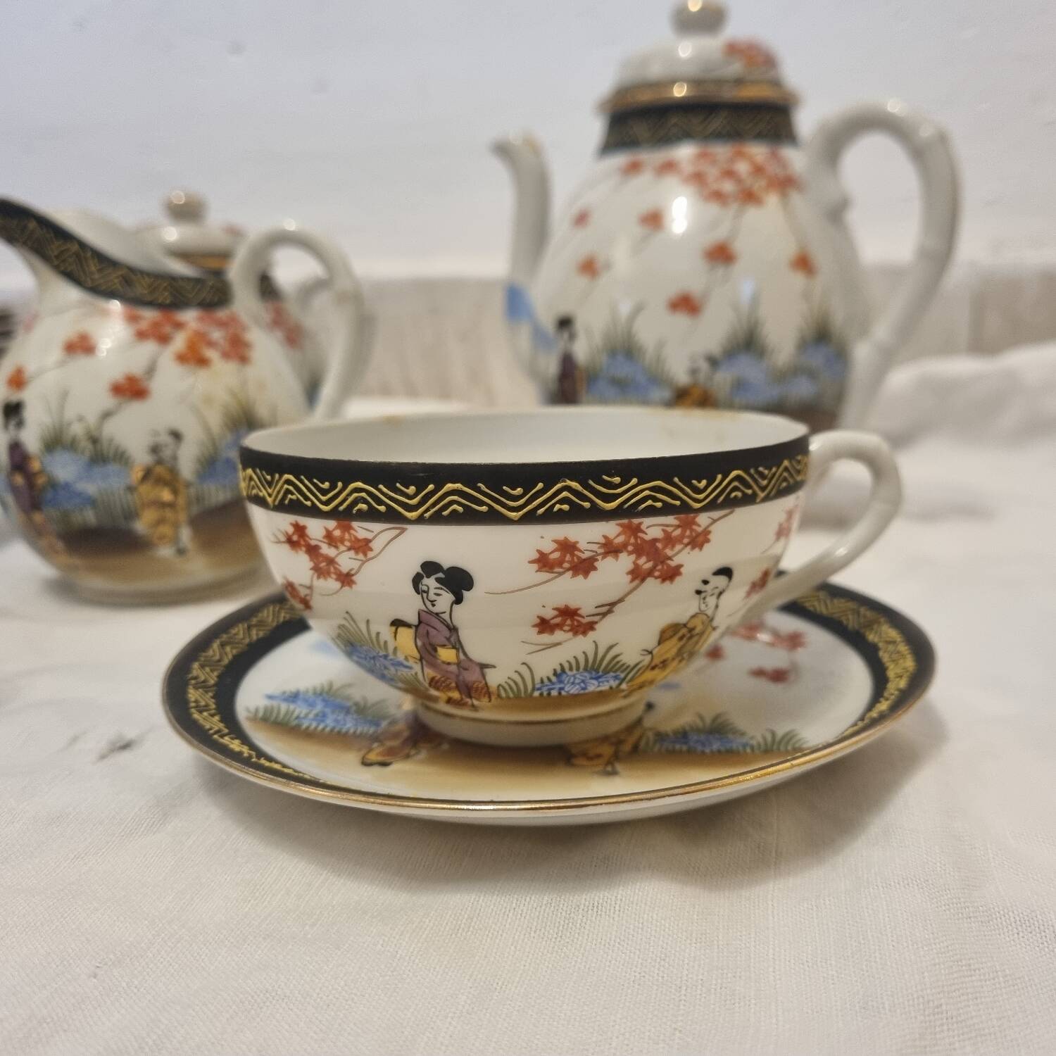 Japanese fine porcelain tea set from 1950
