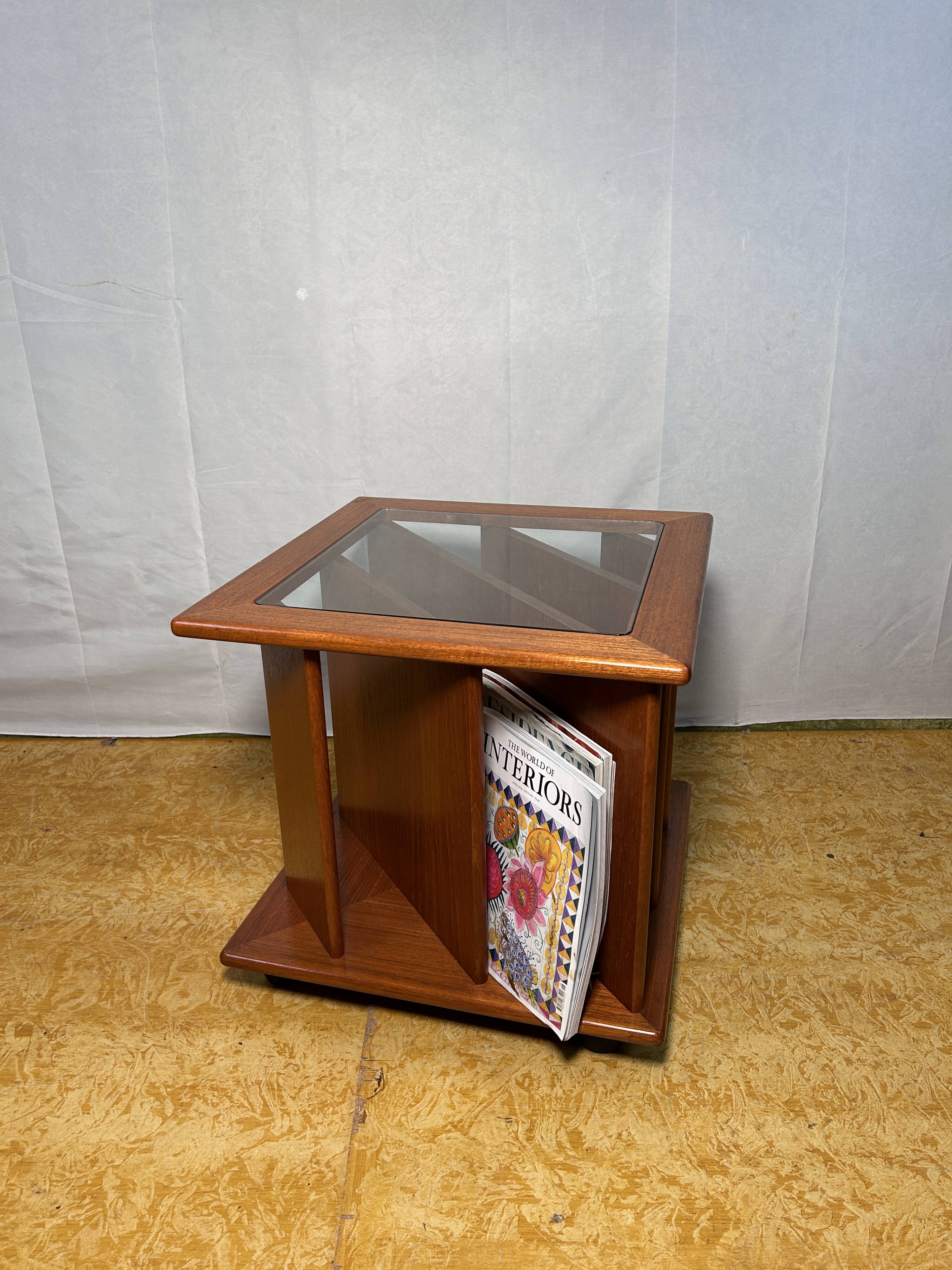 Mid century retro vintage teak coffee table with magazine rack or record 1960
