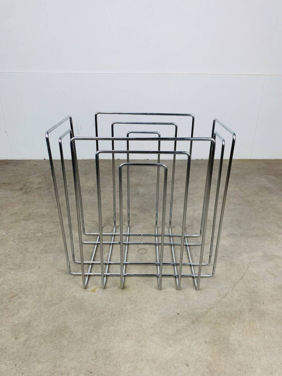 Chrome metal magazine rack by Willi Glaeser for TMP, 1980s.