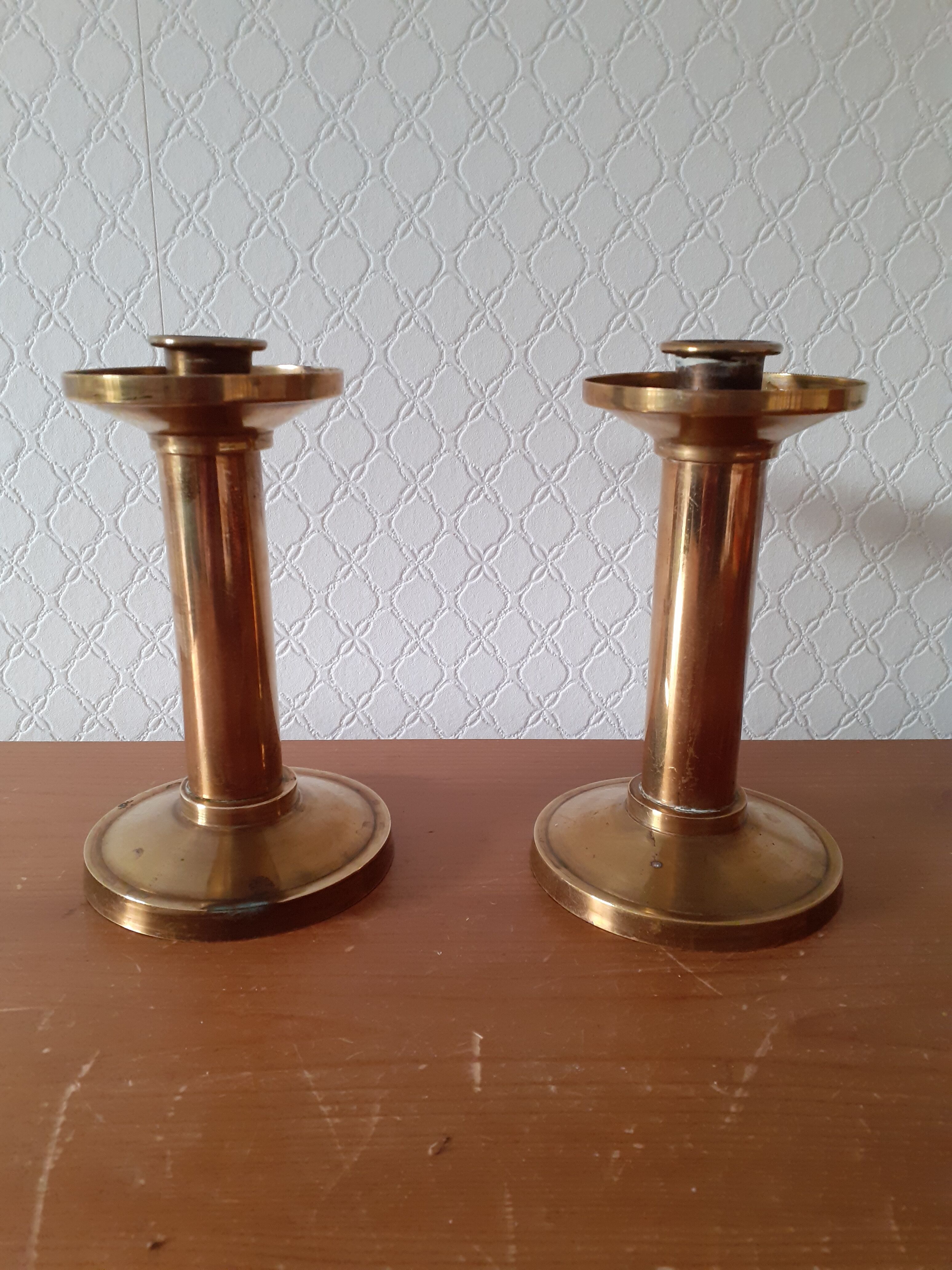 Pair of brass candle holders