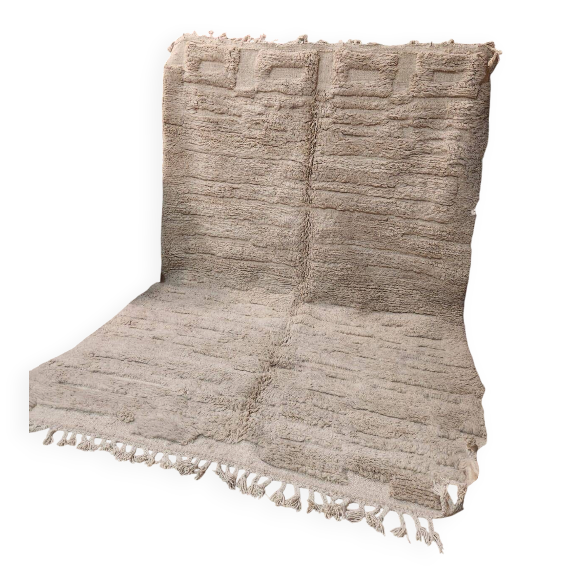 Moroccan Berber rug in cream wool 300 x 200 cm – Geometric patterns