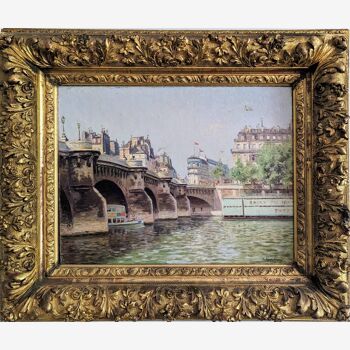 Peinture Paris Le Pont Neuf par Charles Guilloux