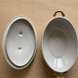 Vintage soup tureen, vegetable dish in white Limoge porcelain from TLB
