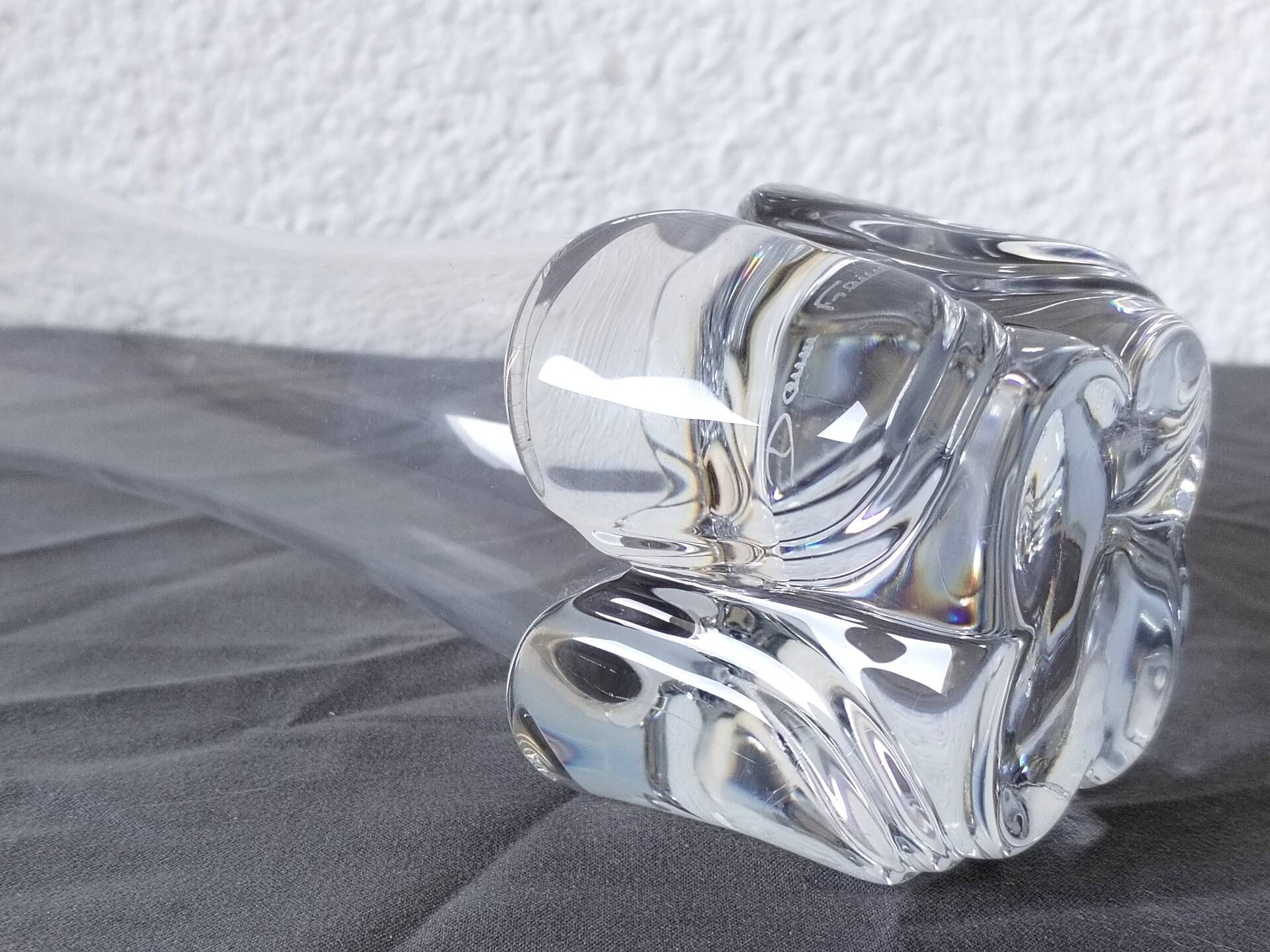 Vintage trumpet vase in crystal signed Daum France 21cm