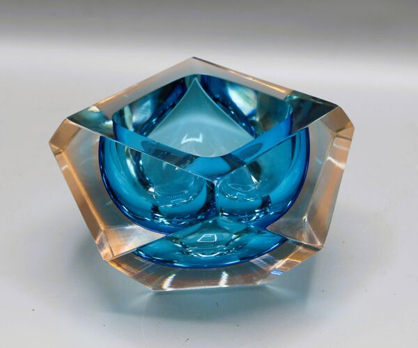 Ancien vide poche cendrier verre murano sommerso italy - flavio poli annees