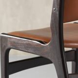Suite de 4 chaises modèle 89 en teck et cuir par Erik Buch pour Pol Dinesen, Danemark, 1960's