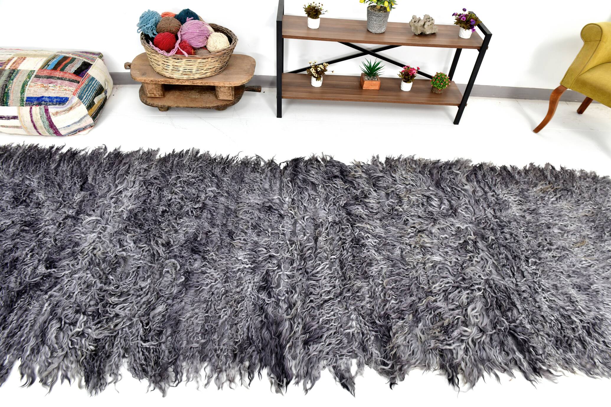 3x11 Gray Handmade %100 Wool Moroccan Runner Rug, 106x345Cm SK70382
