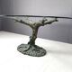 Table à manger vintage en forme d'arbre sculpté, années 1970