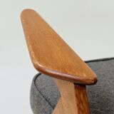 Vintage Lounge Chair Fully Refurbished, Graphite Wool Upholstery