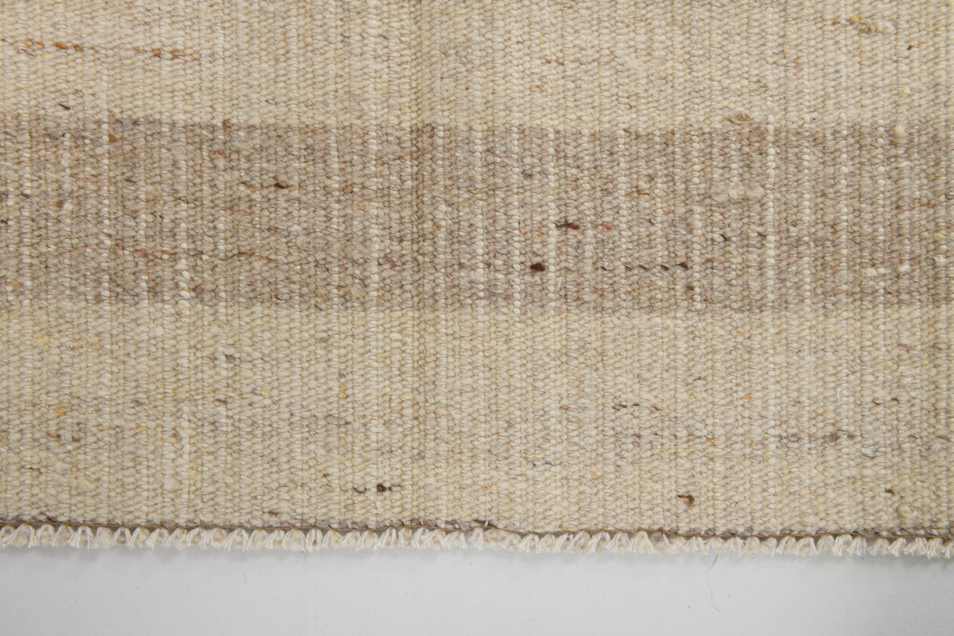 Striped Pattern Brown & Cream Vintage Kilim Rug, 220x300Cm