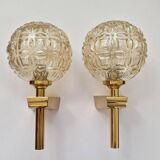 Pair of Midcentury Wall Lamps in style of Gaetano Sciolari, Italy, 1970s