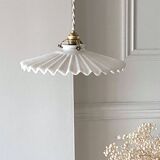 Pleated opaline pendant light