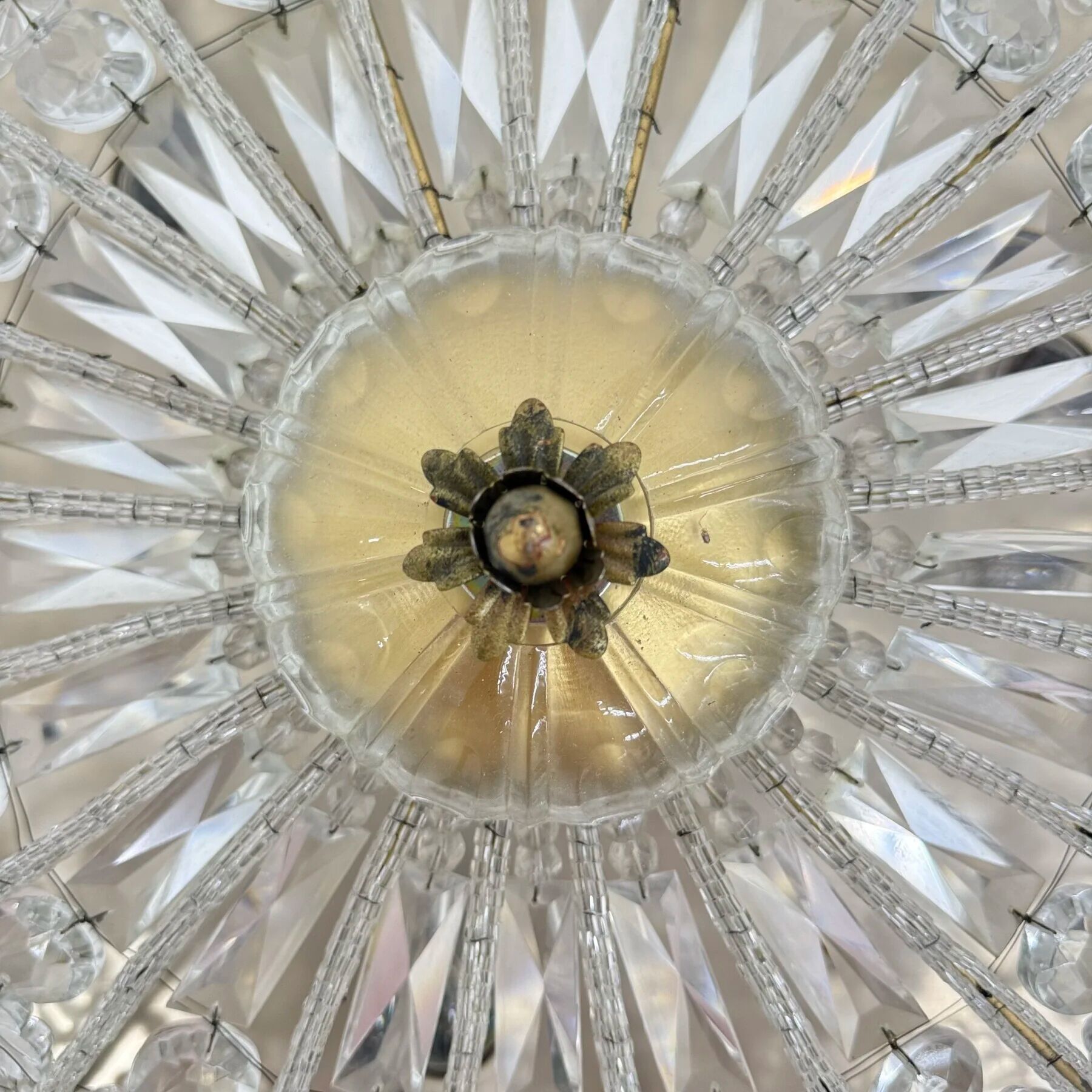 Large crystal Banci Italy ceiling lamp, 1960s