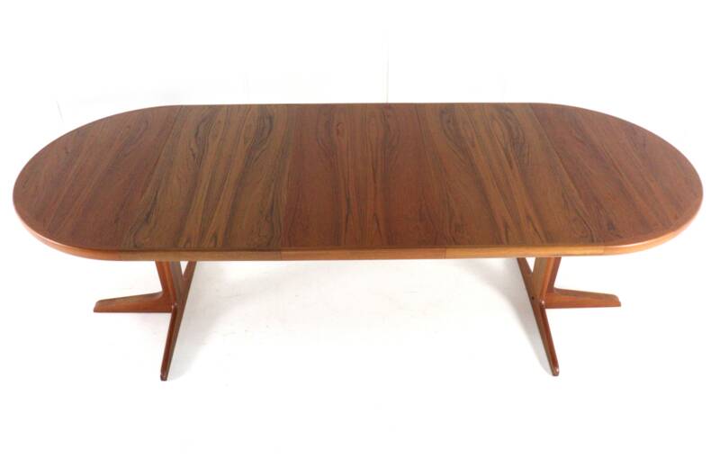 Round 3x extendable dining table 'Hampen' - danish teak mid century modern