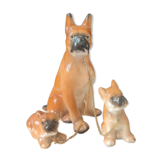 Vintage Ceramic Boxer Family (1950s/60s)