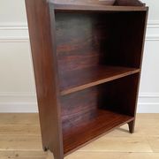 Bookcase vintage natural wood shelves open to three shelves