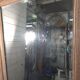 Large bevelled floor mirror in oak