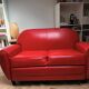 Red 2-seater Club Sofa in coated leather – Maison Pavane