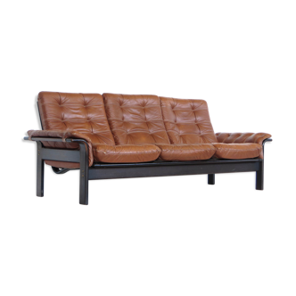 Vintage 3-seater leather sofa from the 60s